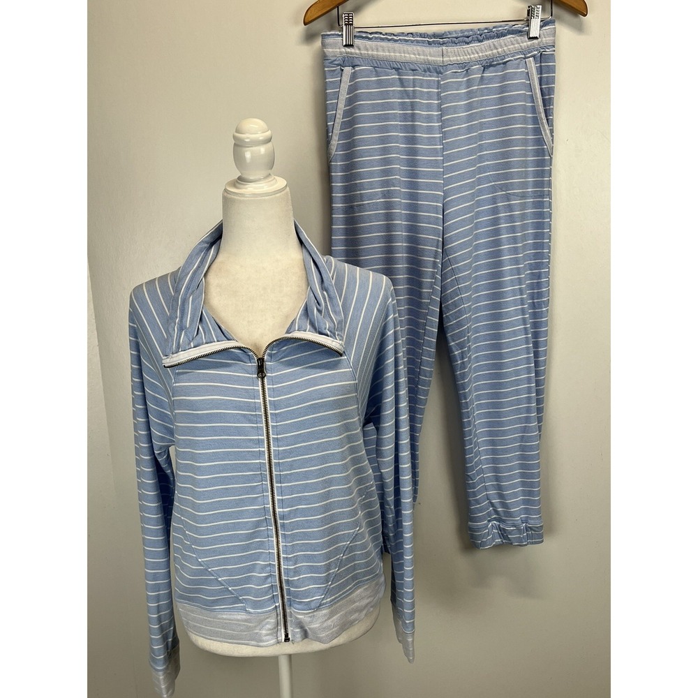 Fresh Produce Lounge 2 Pc Set Outfit Sz Small Full Zip Jacket Jogging Pants Blue